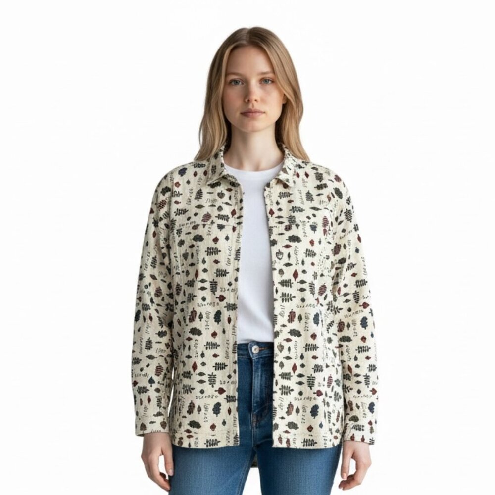 Christopher & Banks Fall Leaf Unlined Cotton Corduroy Jacket Plus Size 2X